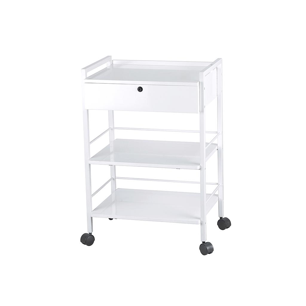 Carrito de estructura Metálica de Color Blanco con un Cajón Easy | Weelko