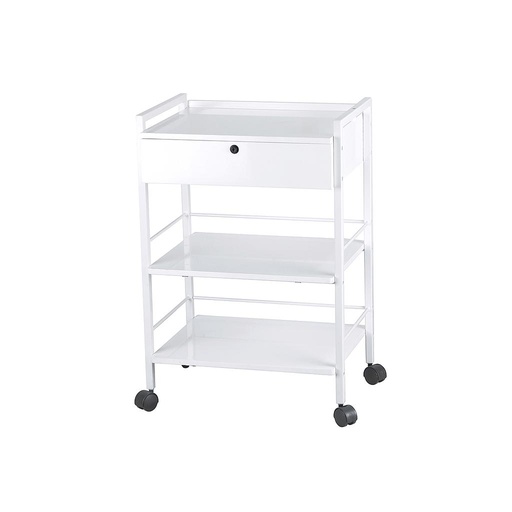 [035-050] Carrito de estructura Metálica de Color Blanco con un Cajón Easy | Weelko
