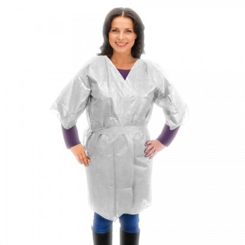 [004-036] Kimono Blanco | Polipropileno TNT | 30Gr (100 uds)